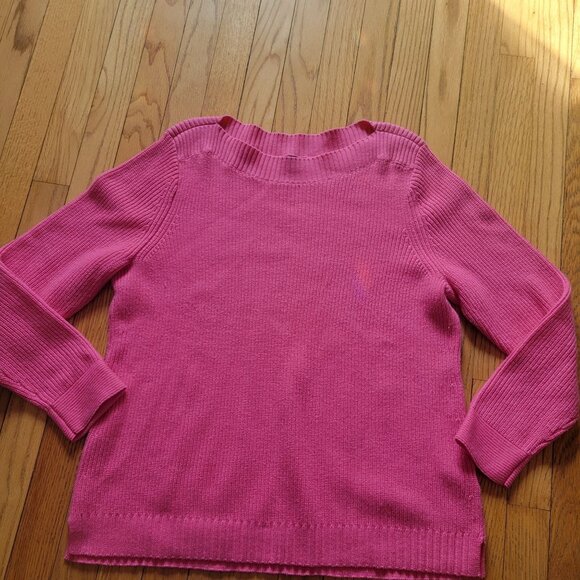Talbots Womens Pink Cotton Knit Sweater XLp Crewneck Long Sleeve - Picture 3 of 5